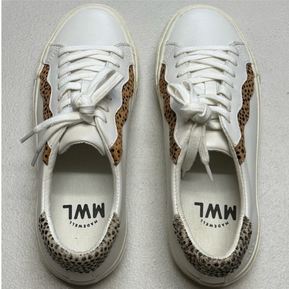 Madewell Sidewalk Low-Top Sneakers Leather and Calf Hair Lace-up Shoe